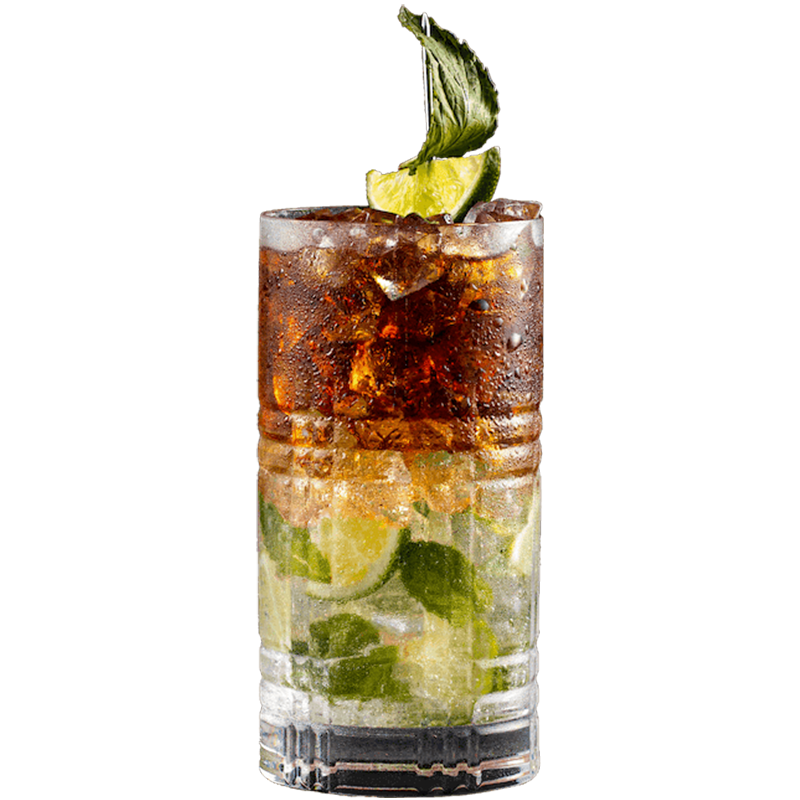 Black mojito cocktail made with Kraken Rum